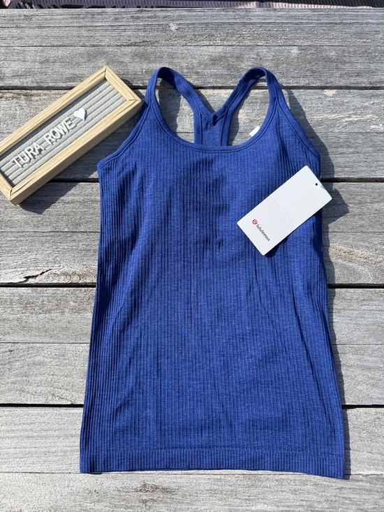 lululemon athletica Tops - Lululemon Ebb to Street Tank Top Clubhouse Blue Ribbed Built-In Bra Size 6 NWT 💙